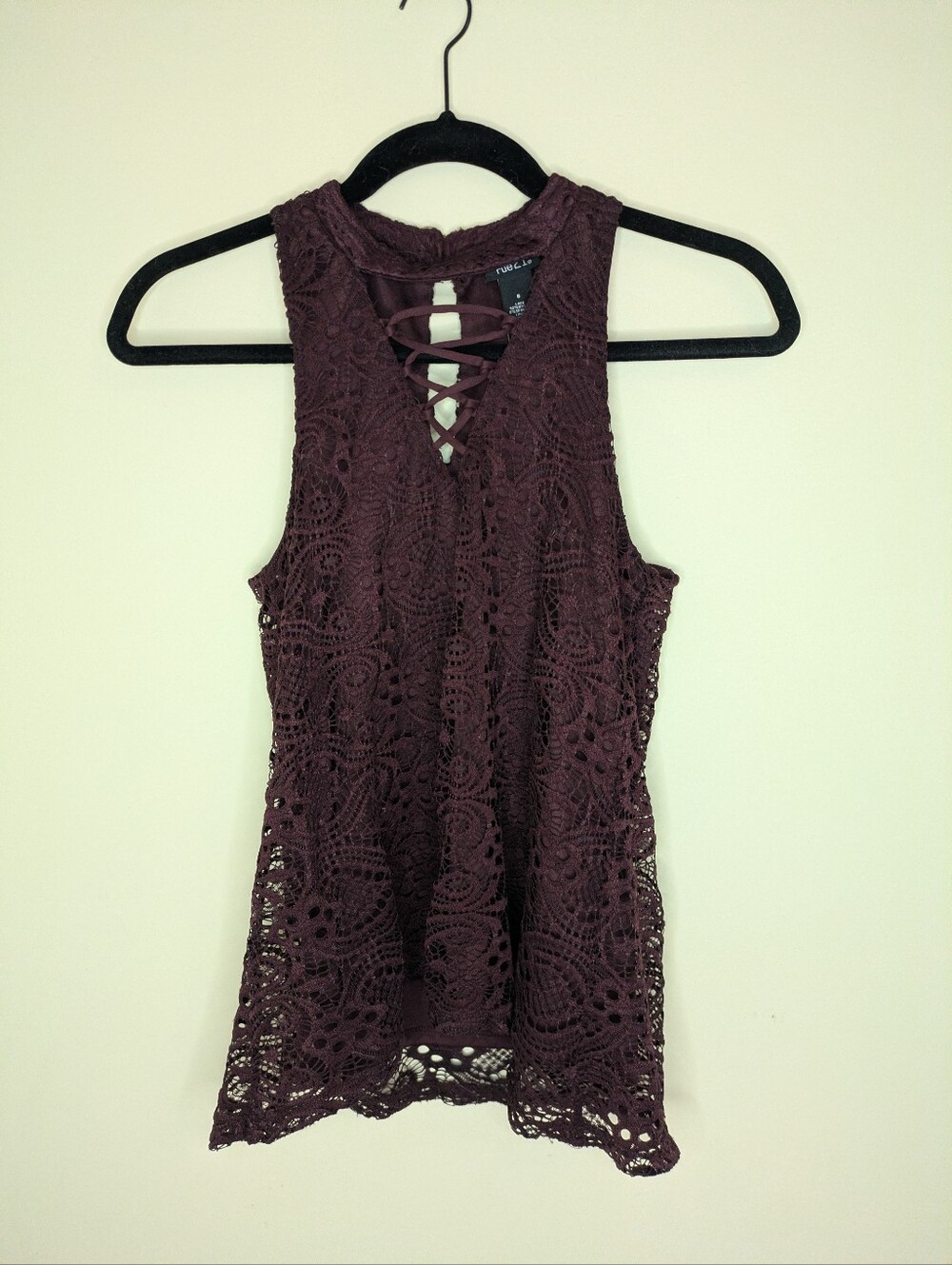 Plum Lace Tank with Crisscross Back